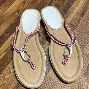 Lands’ End women’s sandals flip flops Red/white. Size 8.